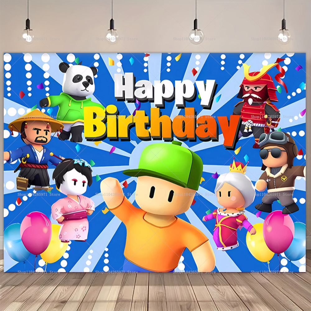 Car Accessories Banner - Stumble Guys Theme Birthday Party Cartoon