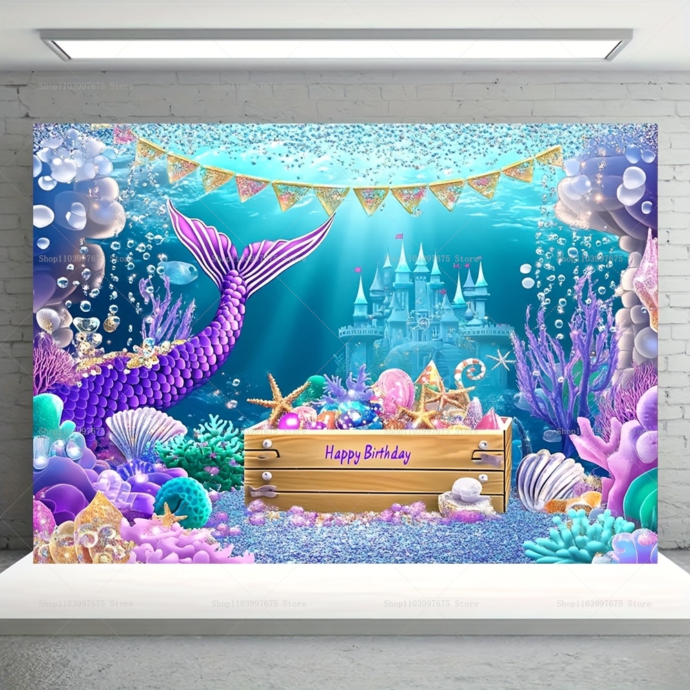 Mermaid Party Backdrops Childr - Car Accessories Banner บทวิจารณ์และราคา