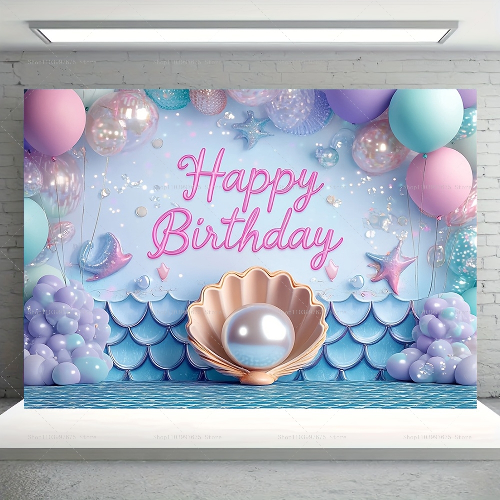 Mermaid Party Backdrops Childr - Car Accessories Banner บทวิจารณ์และราคา