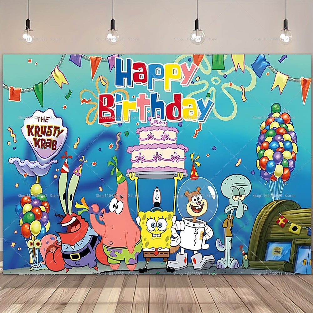 SpongeBob Party Backdrop Banne - Car Accessories Banner บทวิจารณ์และราคา