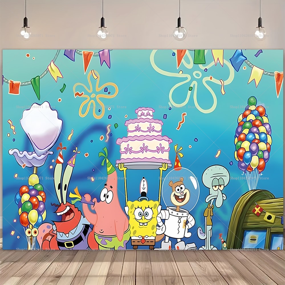 SpongeBob Party Backdrop Banne - Car Accessories Banner บทวิจารณ์และราคา