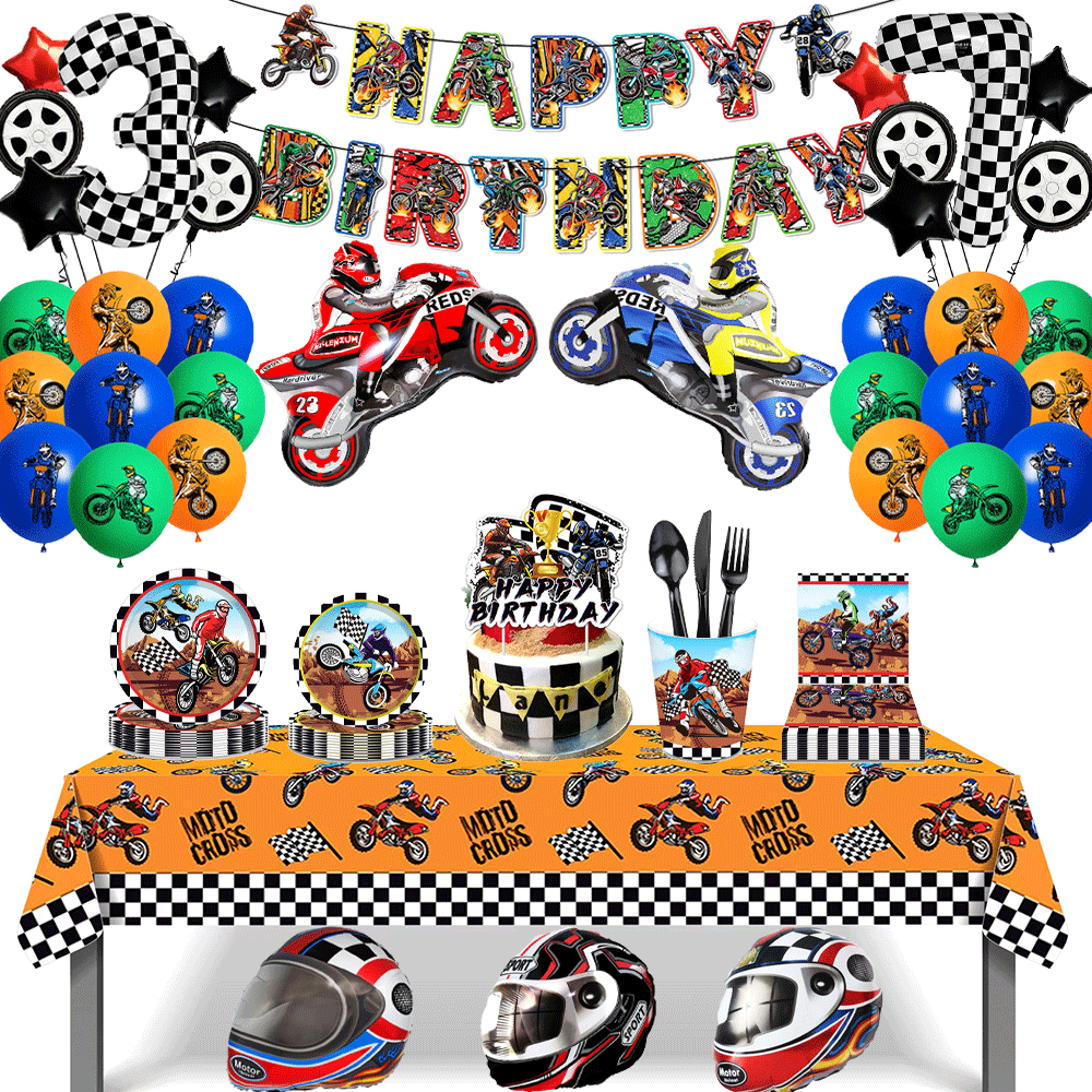 Motorcycle Theme Happy Birthda - Car Accessories Banner บทวิจารณ์และราคา
