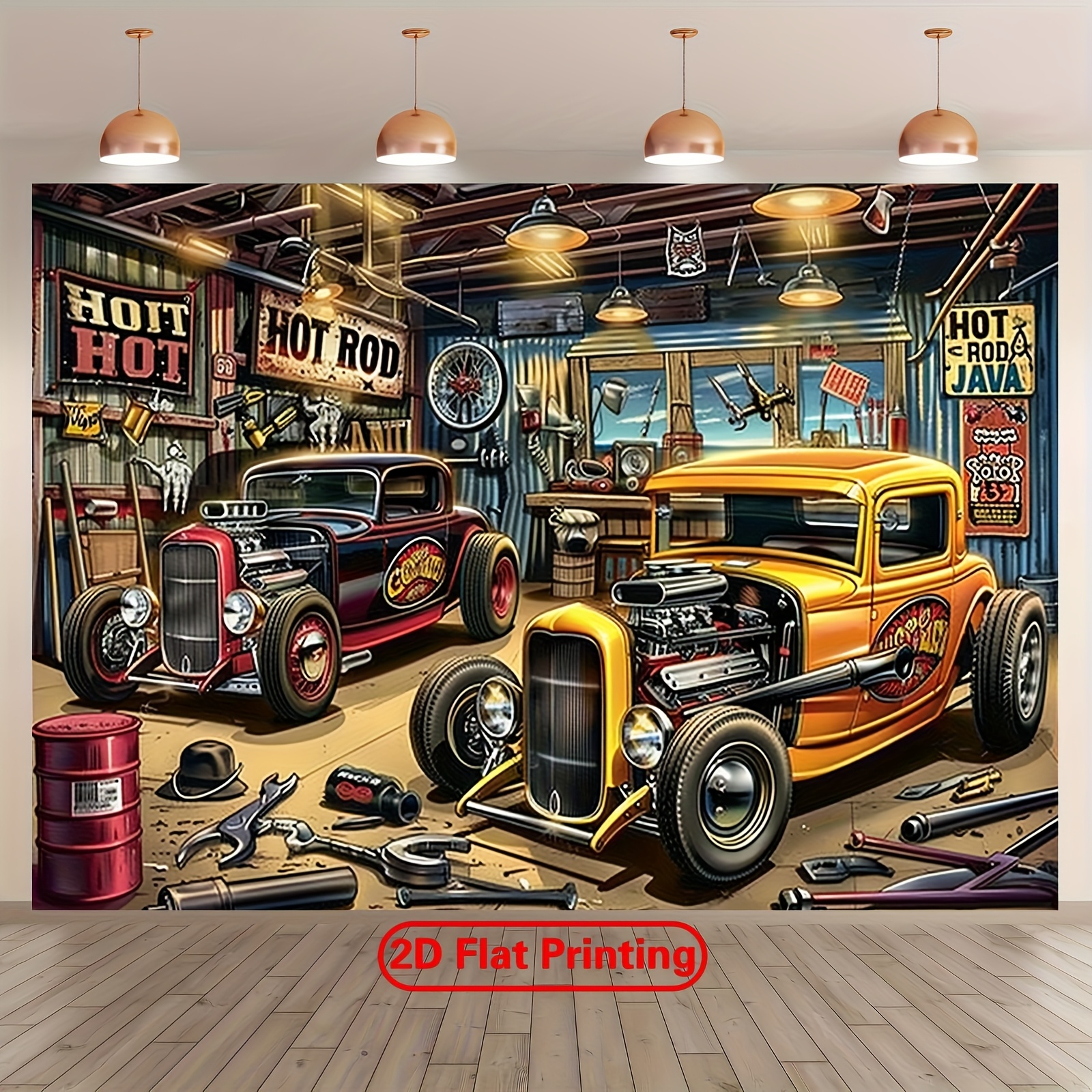 1 vintage hot car garage party - Car Accessories Banner บทวิจารณ์และราคา