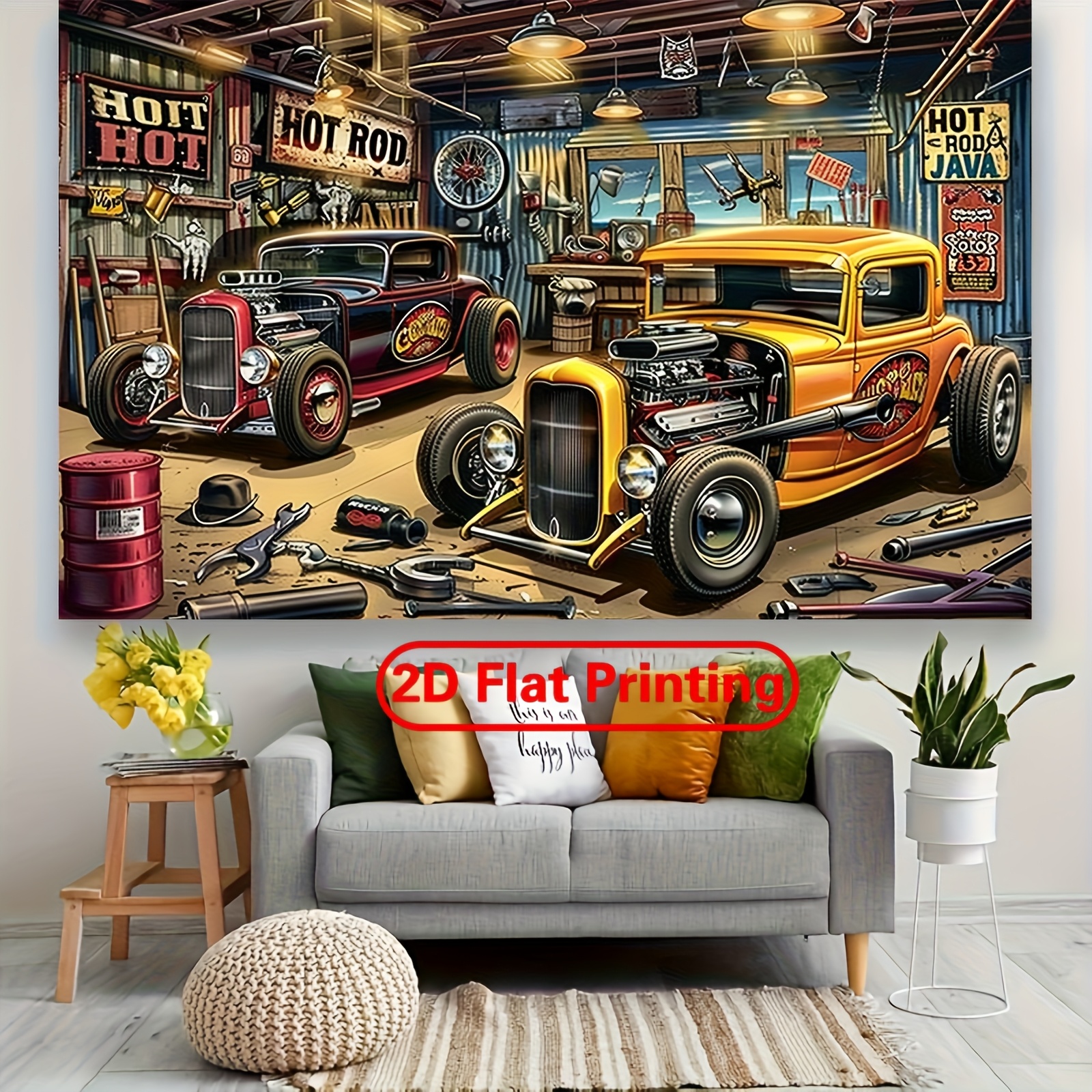 1 vintage hot car garage party - Car Accessories Banner บทวิจารณ์และราคา