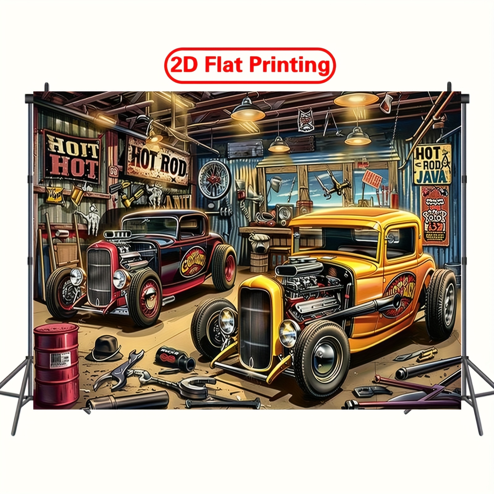 1 vintage hot car garage party - Car Accessories Banner บทวิจารณ์และราคา