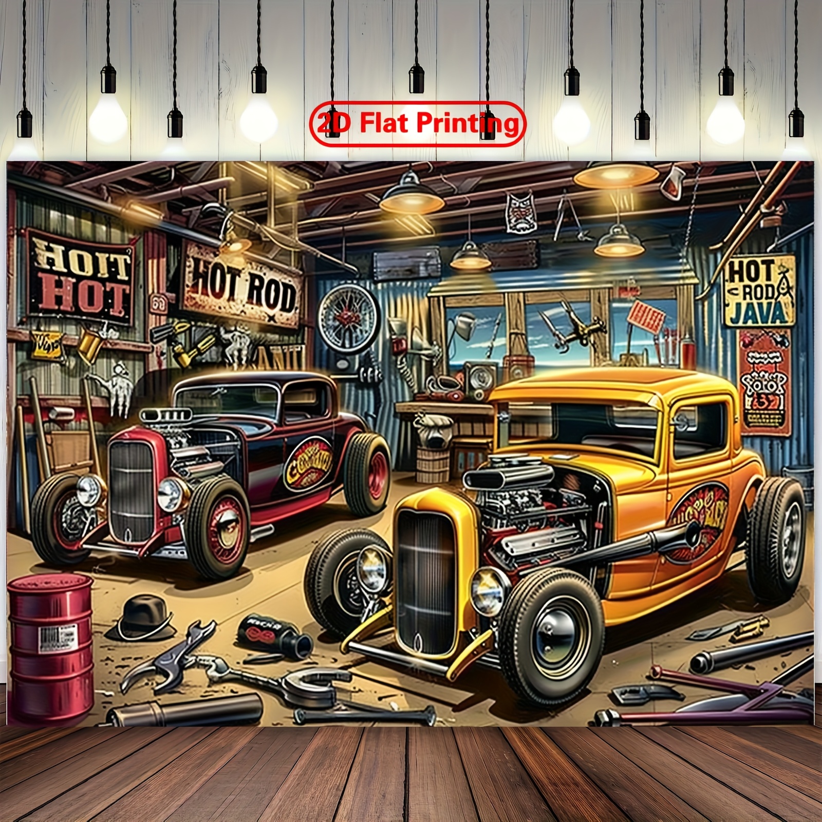 1 vintage hot car garage party - Car Accessories Banner บทวิจารณ์และราคา