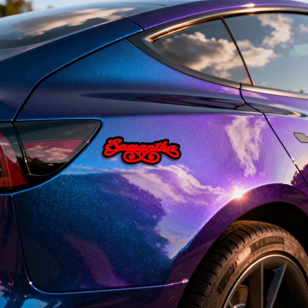 Elegant Samantha Swirl Flouris - Car Accessories Sticker บทวิจารณ์และราคา