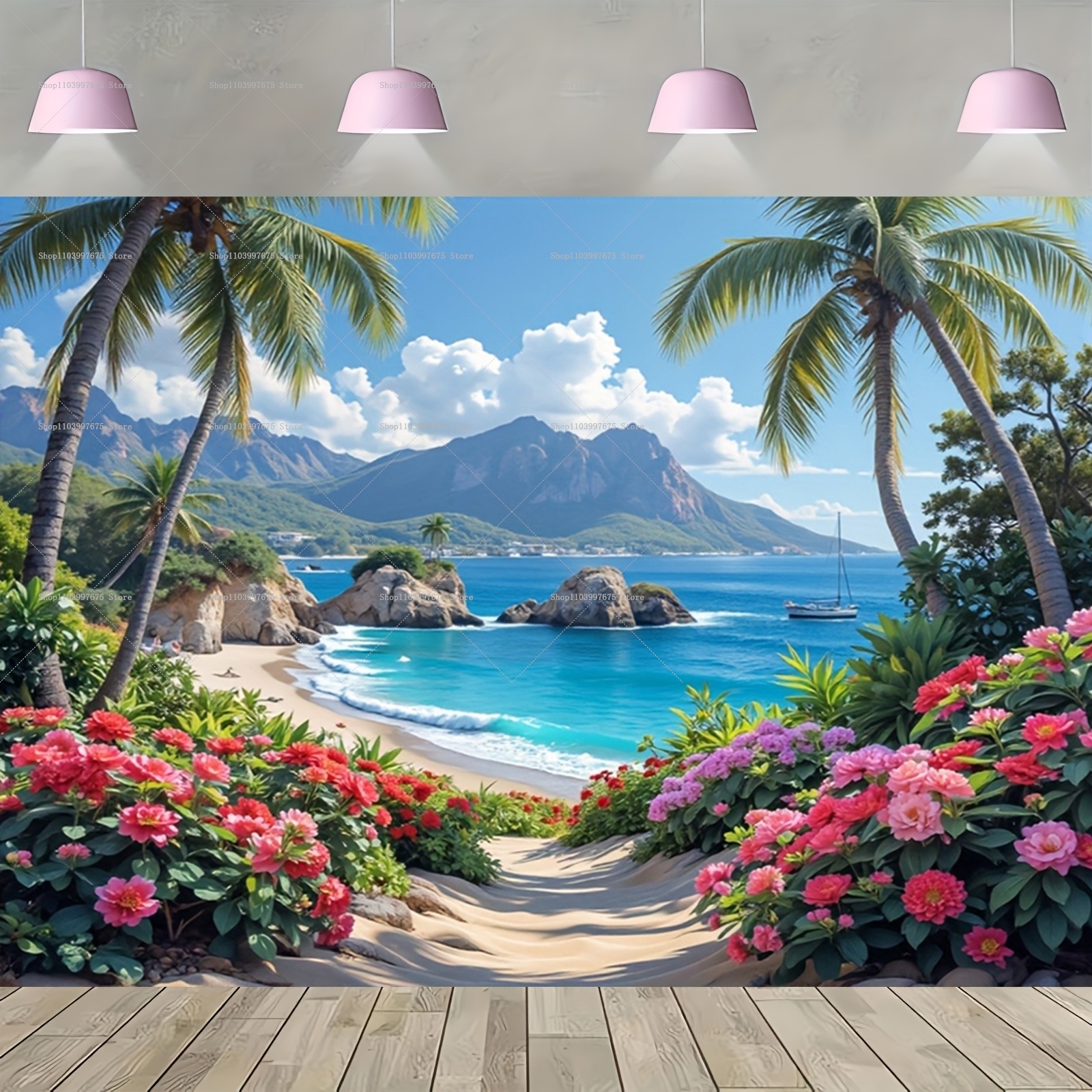 Spring&Summer Tropical Beach S - Car Accessories Banner บทวิจารณ์และราคา