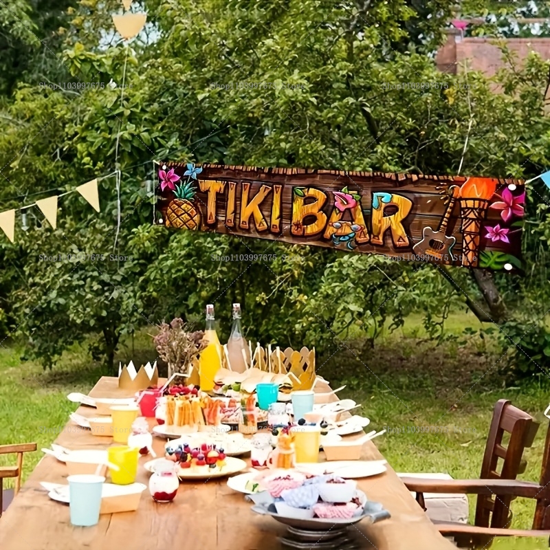 Tiki Bar Banner Tropical Hawai - Car Accessories Banner บทวิจารณ์และราคา