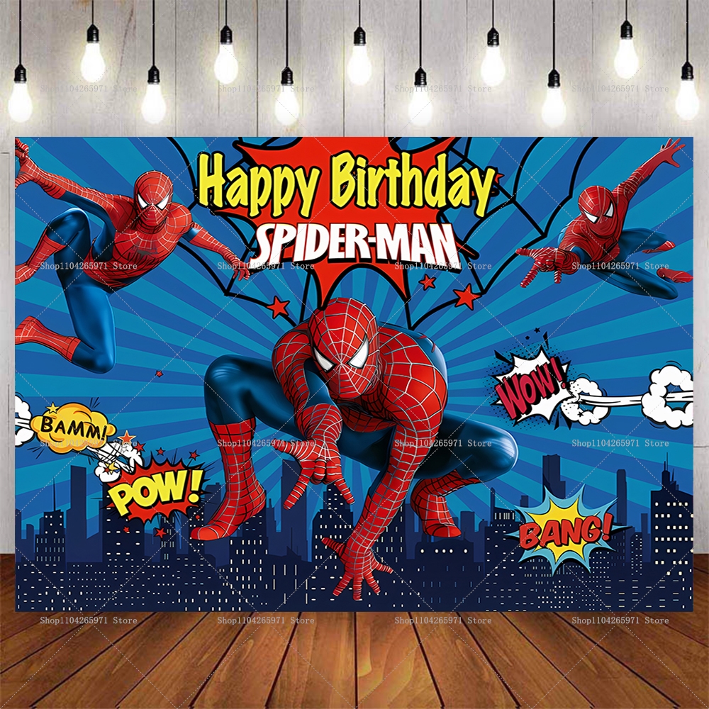 Cool Spider-Man Birthday Backd - Car Accessories Banner บทวิจารณ์และราคา