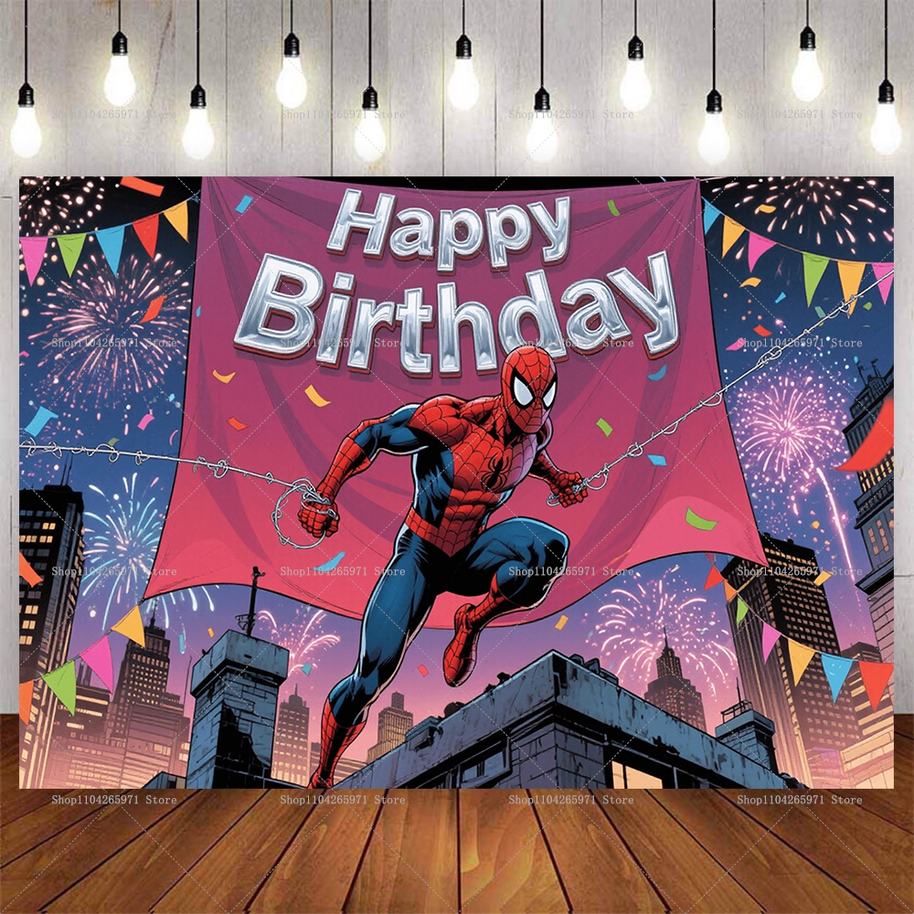 Cool Spider-Man Birthday Backd - Car Accessories Banner บทวิจารณ์และราคา