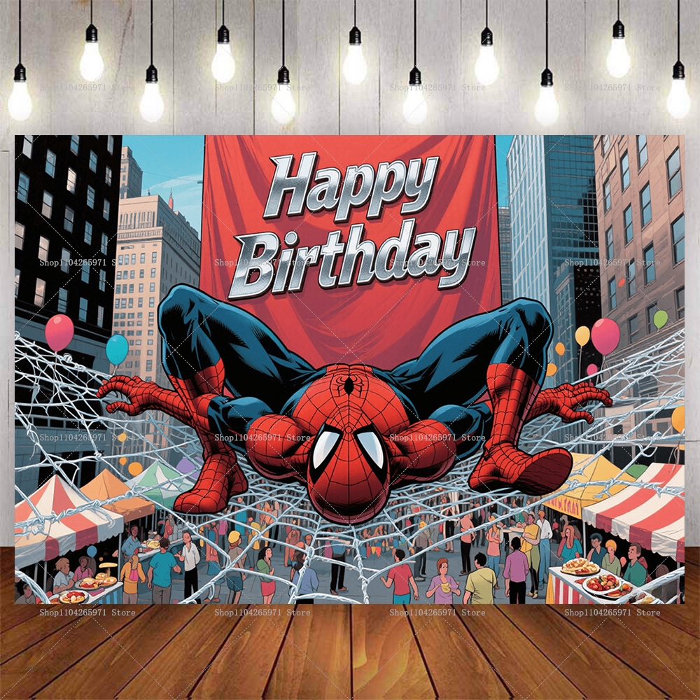 Cool Spider-Man Birthday Backd - Car Accessories Banner บทวิจารณ์และราคา